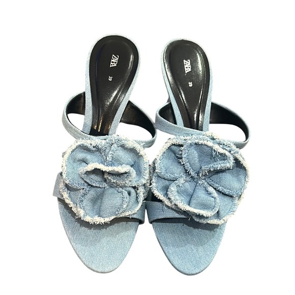 Zara Shoes - Zara Blue Sandals with Bow Details